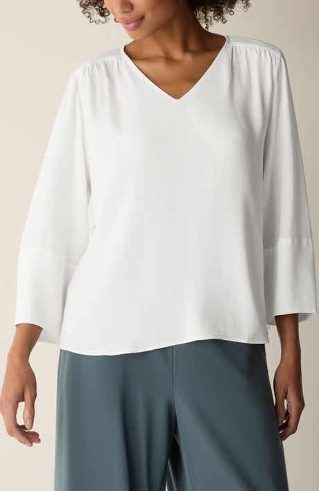 Lantern Sleeve Silk Top