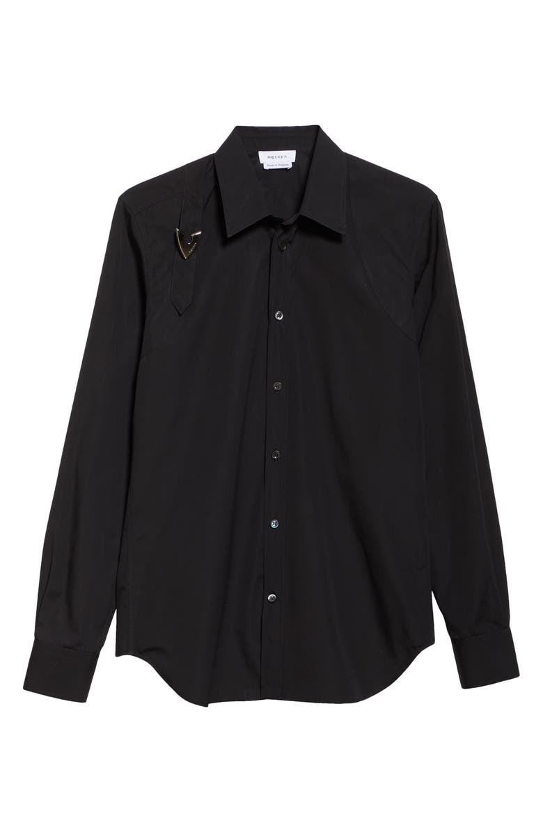 McQueen Arrow Harness Cotton Poplin Button-Up Shirt, Alternate, color, 