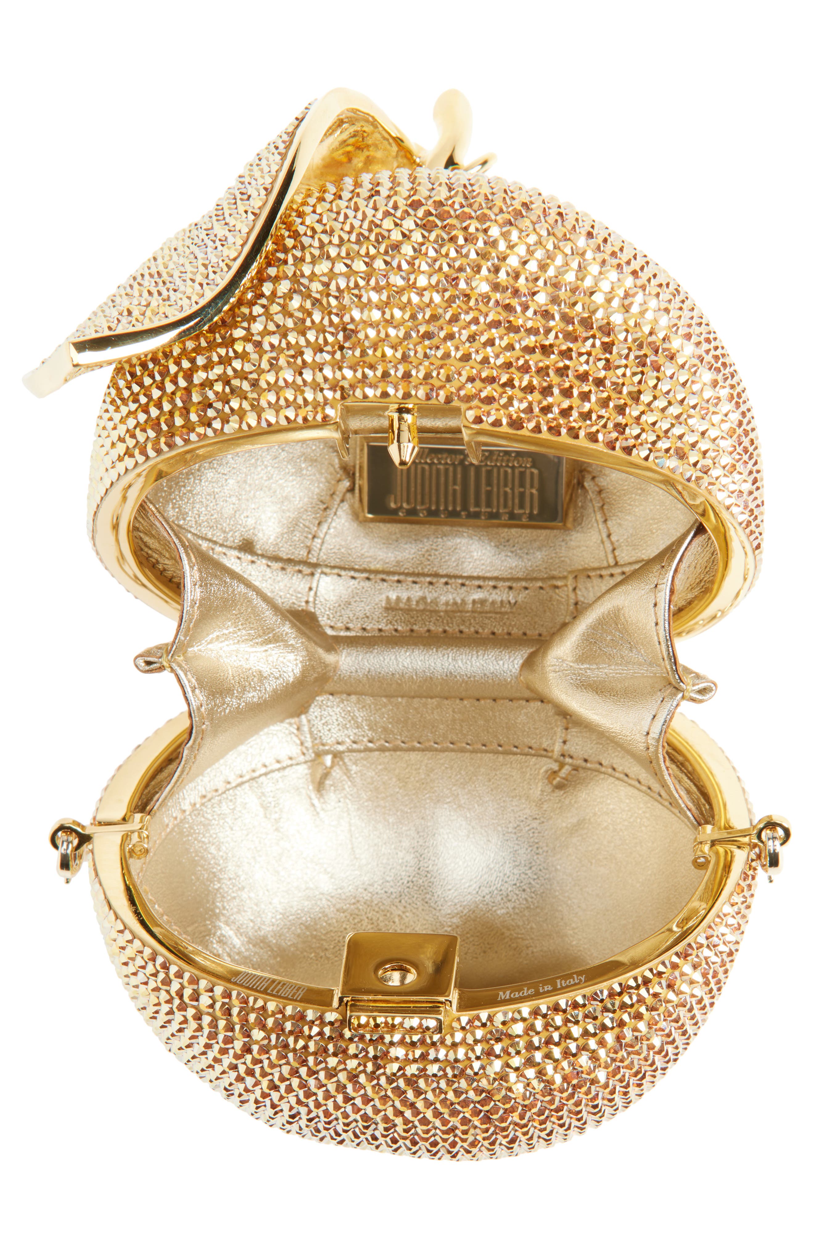 JUDITH LEIBER COUTURE Golden Delicious Apple Crystal Embellished Clutch, Alternate, color, 