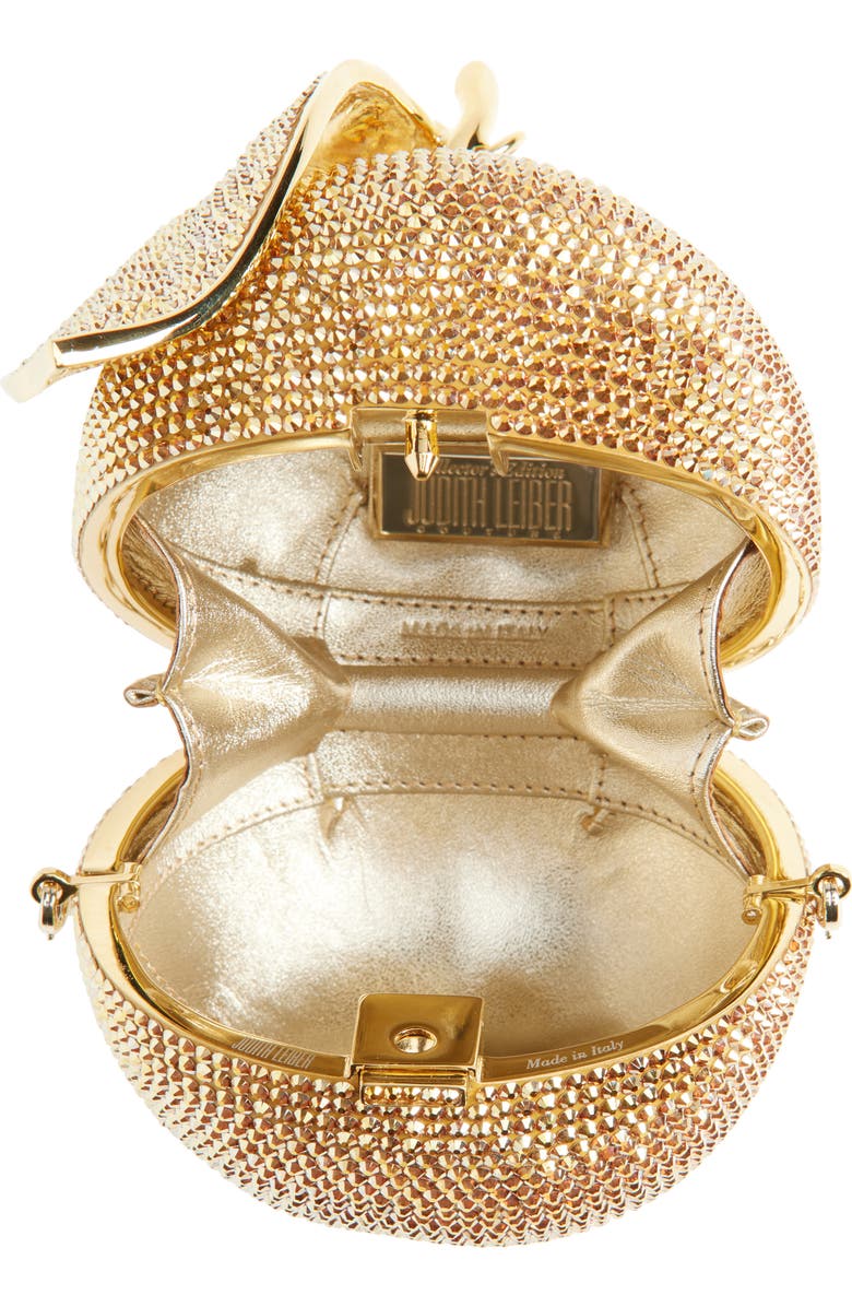 JUDITH LEIBER COUTURE Golden Delicious Apple Crystal Embellished Clutch, Alternate, color,