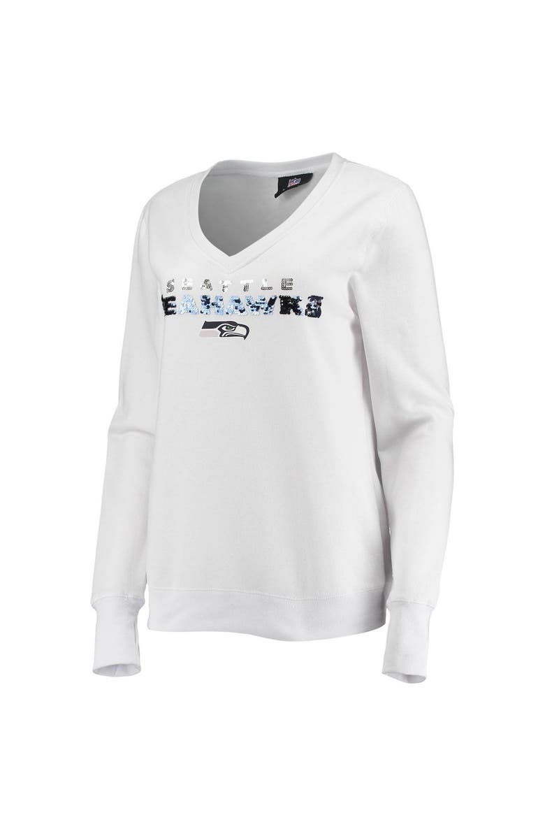 CUCE Women's Cuce White Seattle Seahawks Victory V-Neck Pullover Sweatshirt, Alternate, color, 