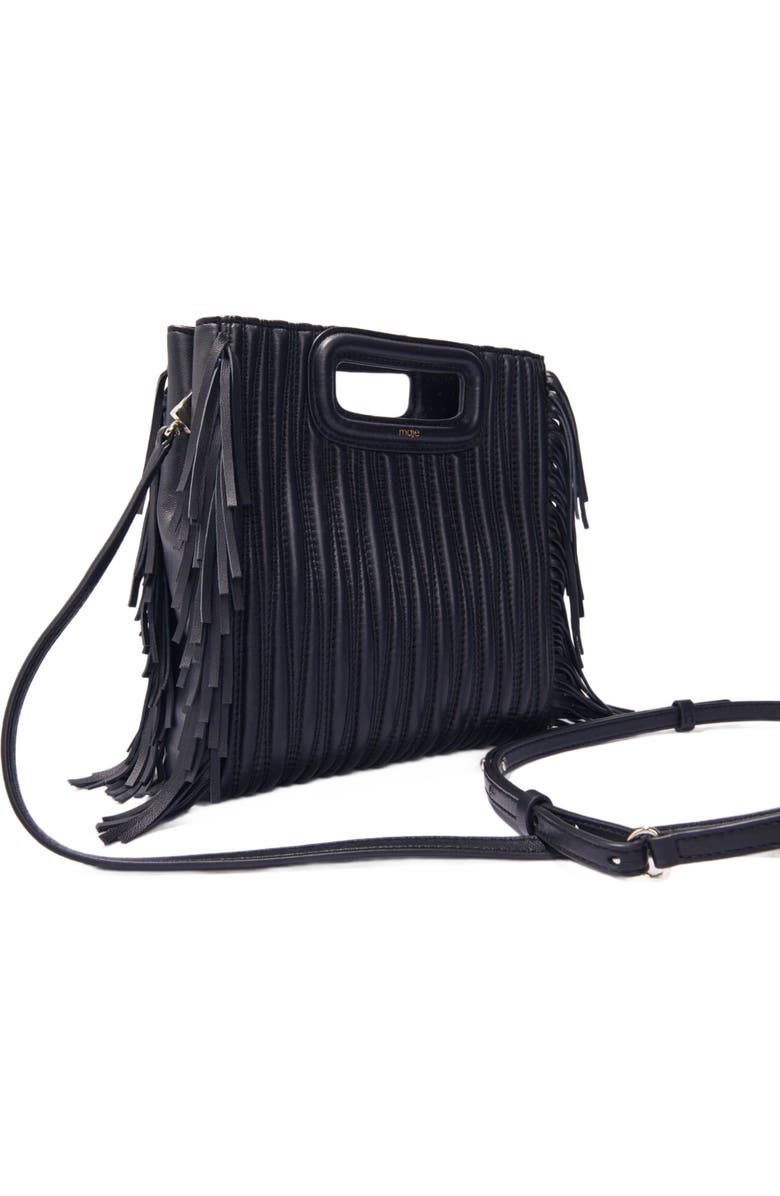 maje Quilted leather M bag, Alternate, color, Black