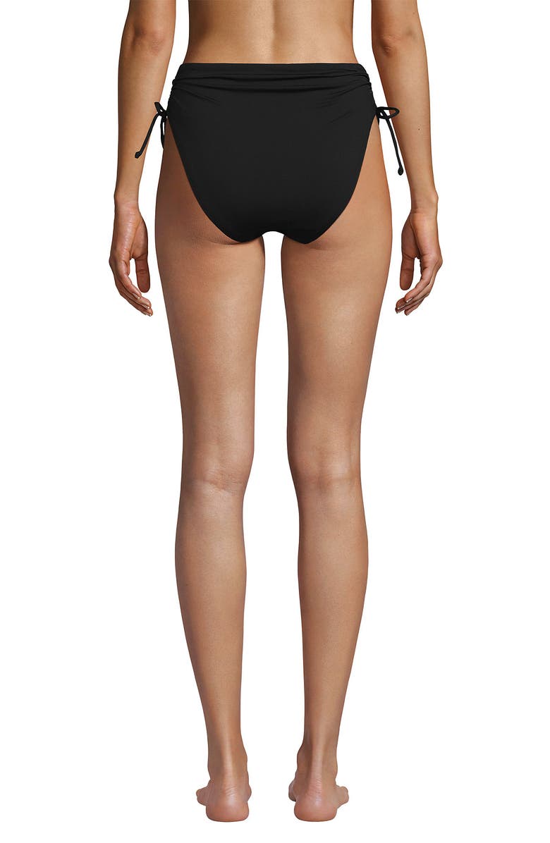Lands' End Chlorine Resistant Adjustable High Waisted Bikini Swim Bottoms, Alternate, color, Black