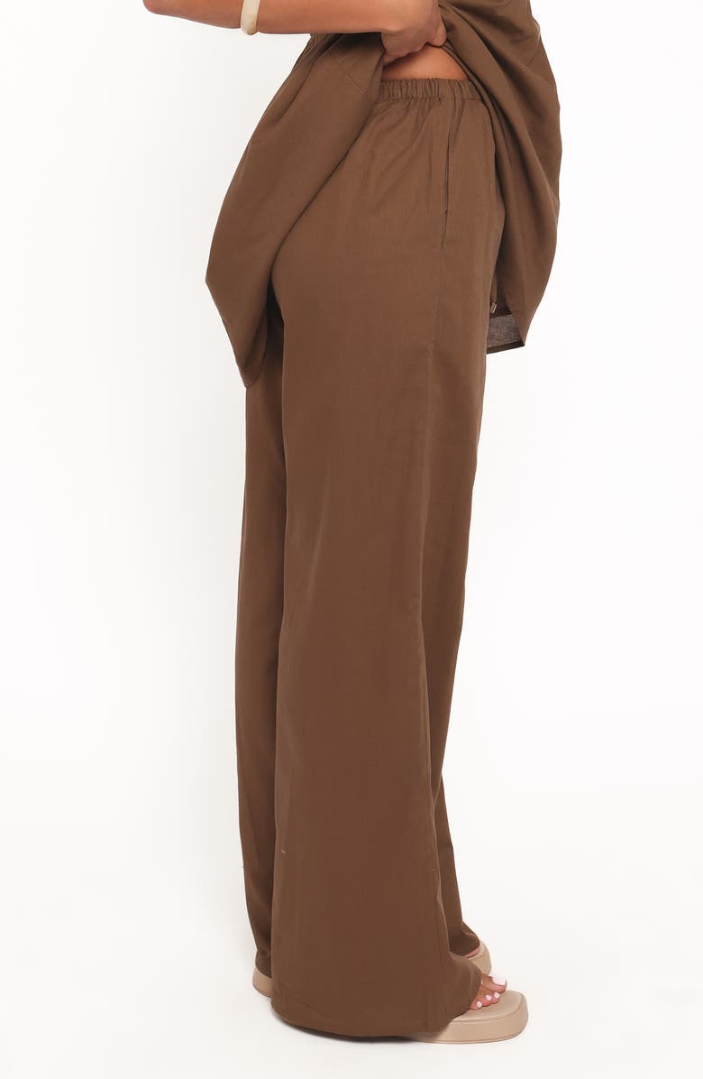 Petal & Pup Ember Wide Leg Cotton & Linen Drawstring Pants, Alternate, color, Brown