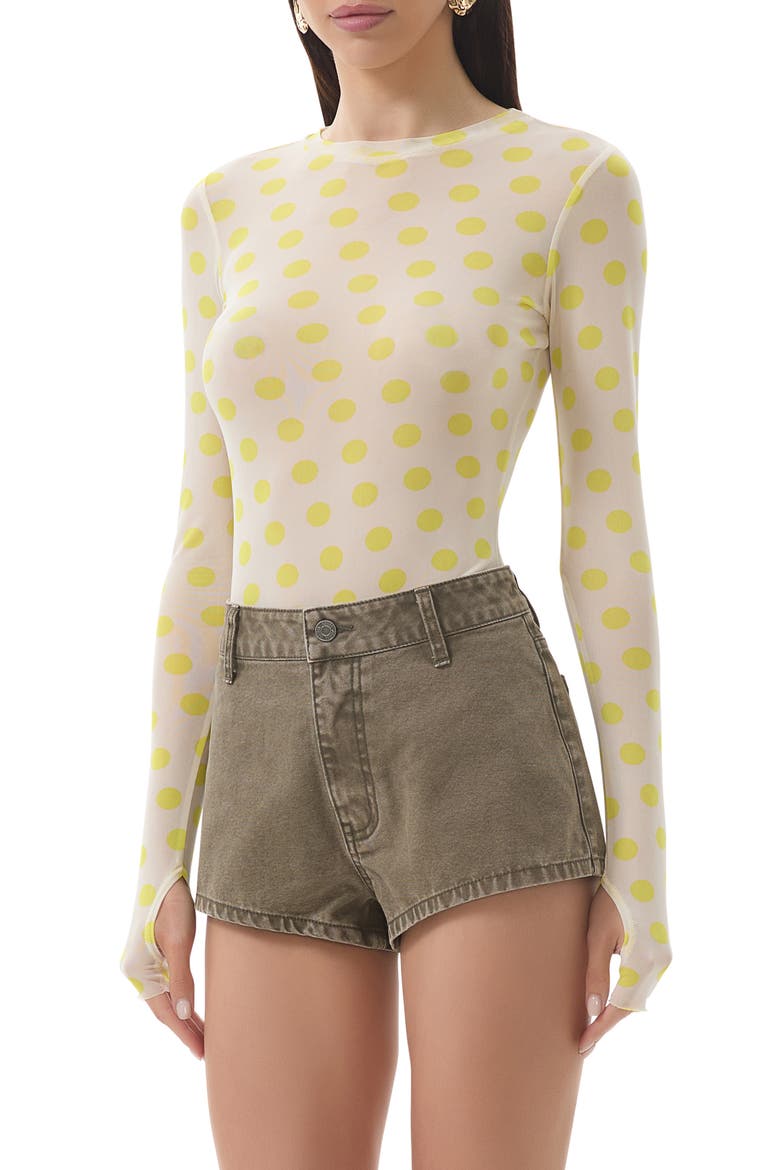 Kaylee Printed Long Sleeve Mesh Top, Main, color, SUN DOT