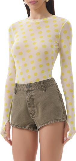 Kaylee Printed Long Sleeve Mesh Top