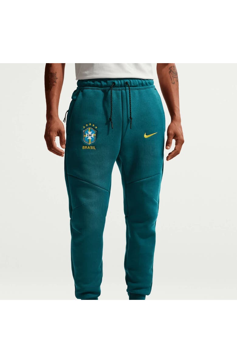 Nike Men's Nike Green Brazil National Team Tech Fleece Joggers, Alternate, color, Green