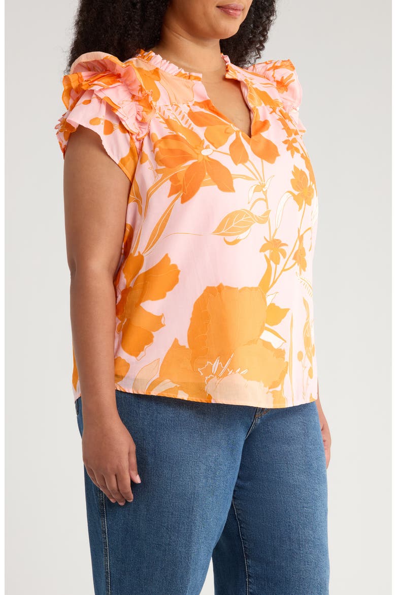 Lenira Floral Print Top, Alternate, color, PINK/ ORANGE