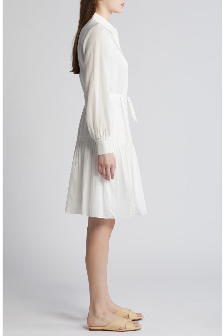 Viola Long Sleeve Cotton & Silk Shirtdress, Alternate, color, WHITE
