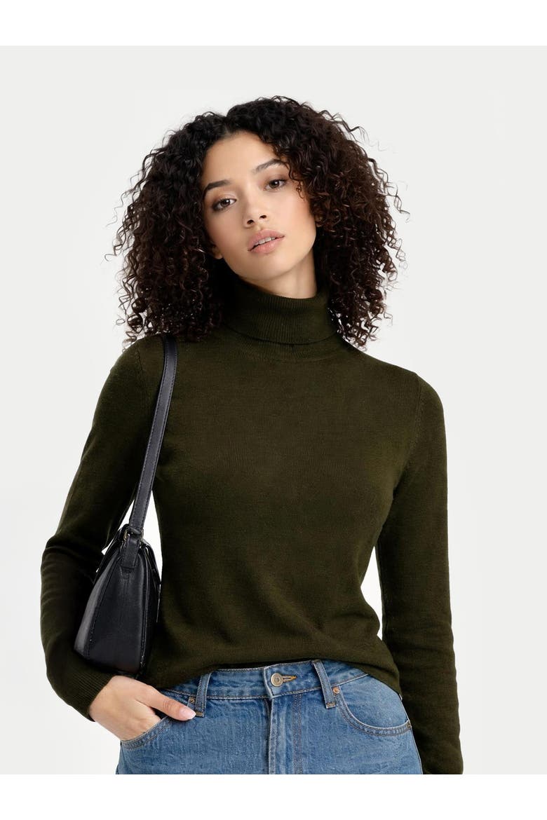 Timeless Cashmere Turtleneck Sweater, Alternate, color, avocado