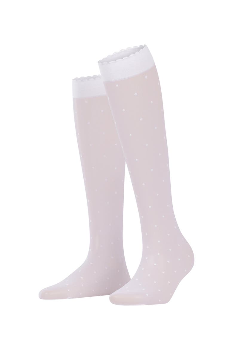 Dot 15 Denier Sheer Knee High Socks, Main, color, White