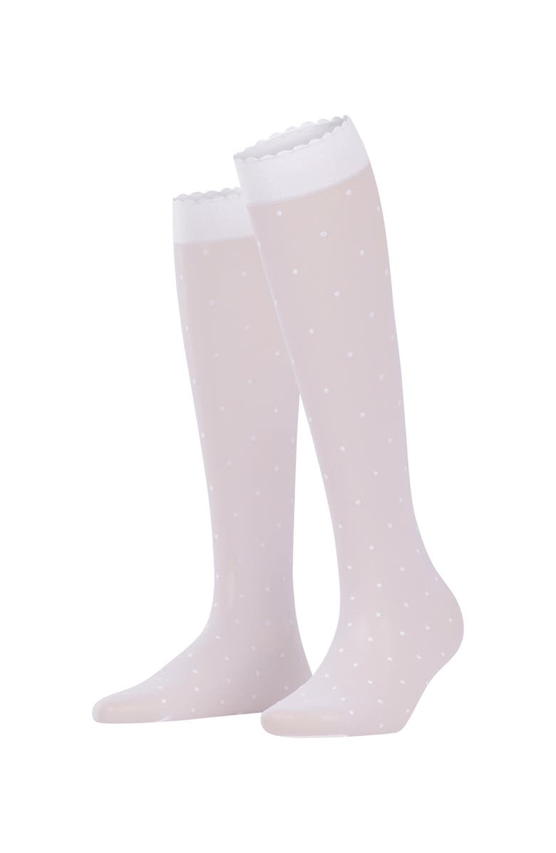 Falke Dot 15 Denier Sheer Knee High Socks, Main, color, White