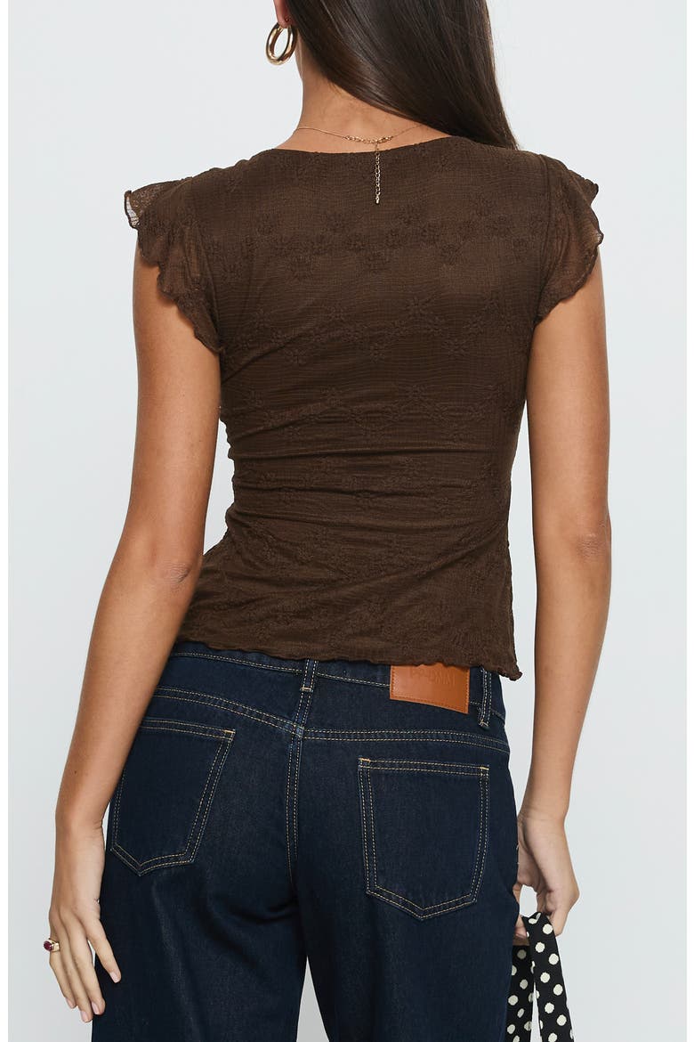 Auroraah Ruffle Crop Top, Alternate, color, CHOCOLATE