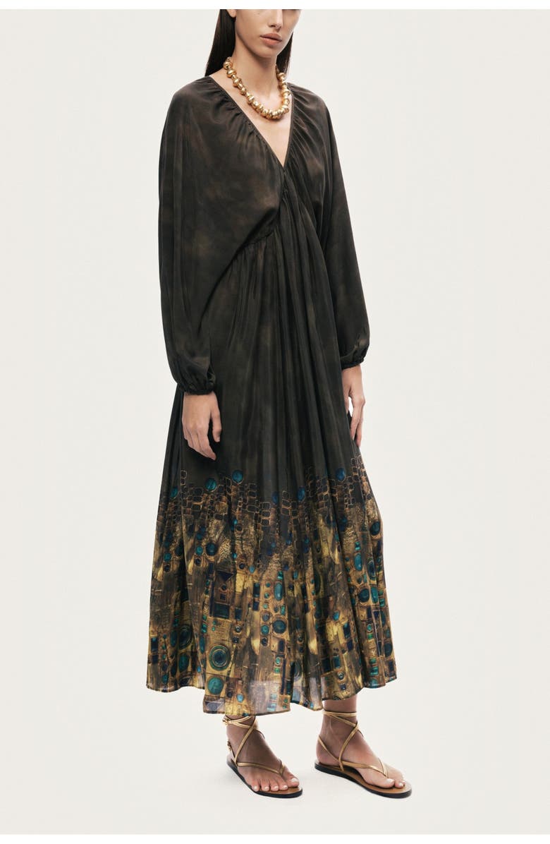 Nocturne Printed Long Sleeve Maxi Dress, Alternate, color, Multi-Colored