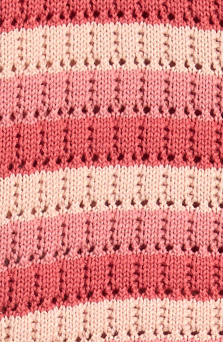 NEXT Kids' Stripe Open Knit Shirt & Shorts Set, Alternate, color, Coral