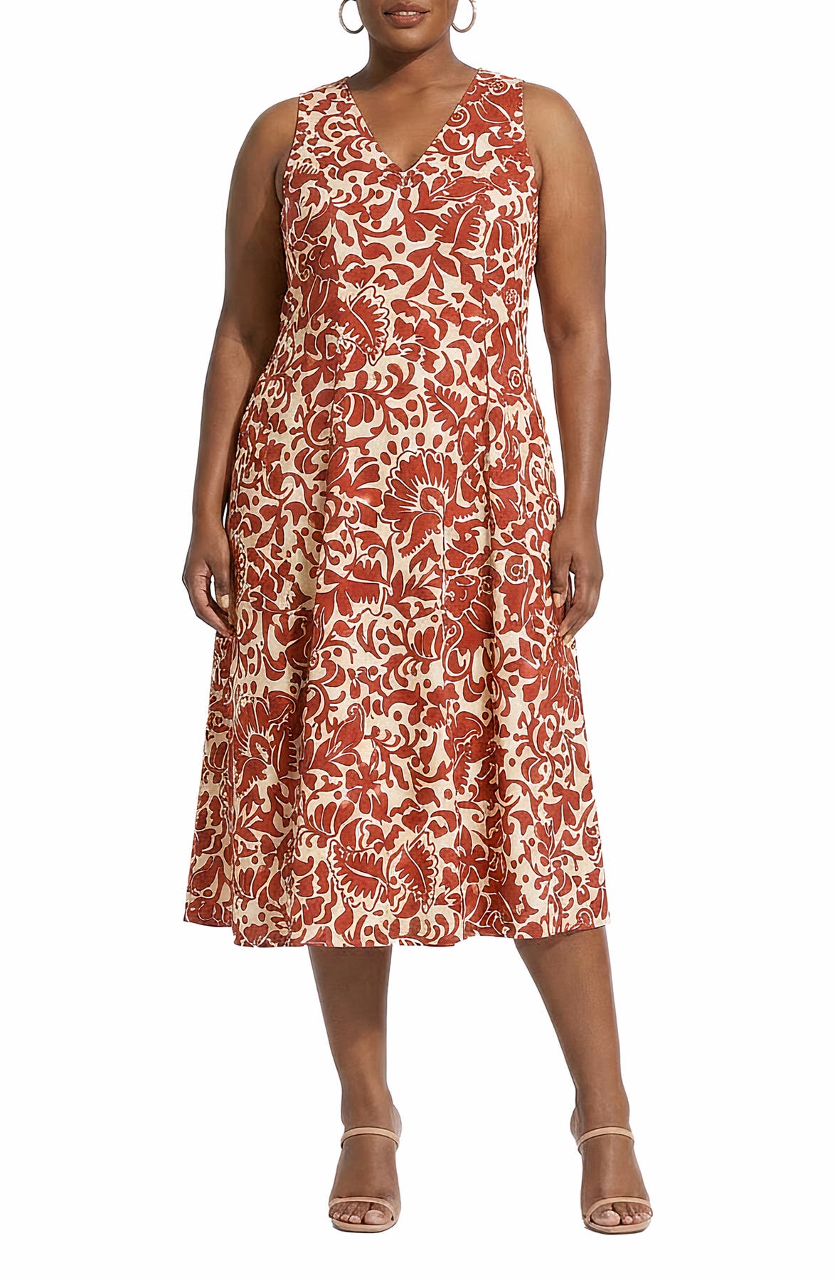 London Times Sleeveless Godet A-Line Dress