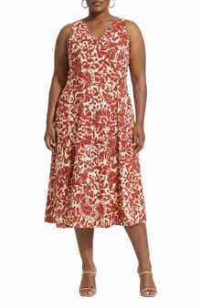 London Times Sleeveless Godet A-Line Dress