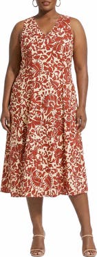 London Times Sleeveless Godet A-Line Dress