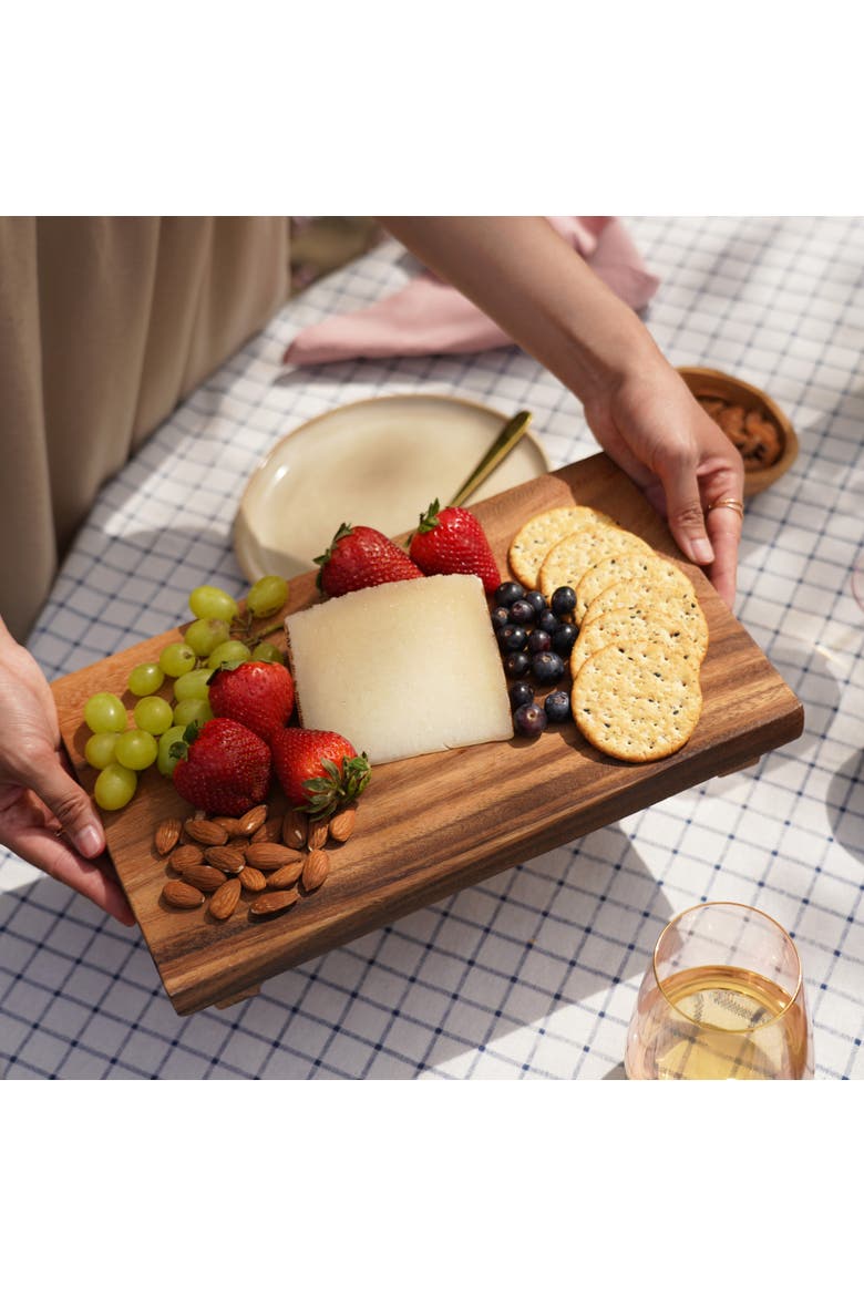 Acacia Footed Serving Board, Alternate, color, Wood