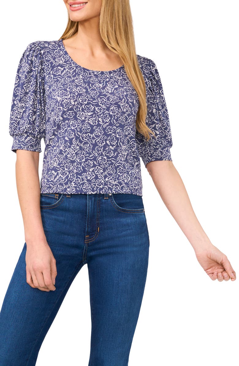 CeCe Floral Print Puff Sleeve Top, Main, color, 