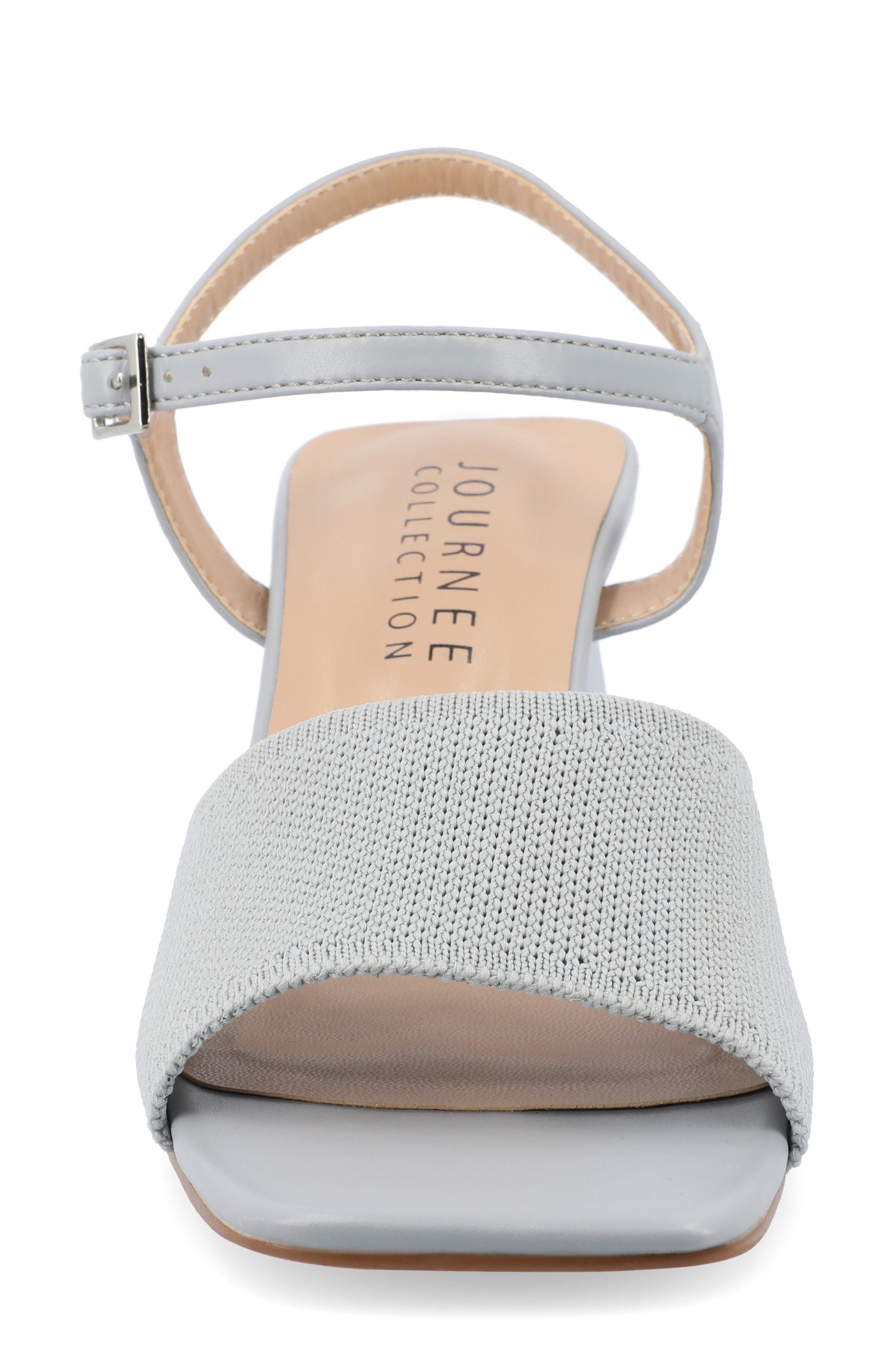 Journee Collection Evylinn Knit Block Heel Sandal, Alternate, color, Blue