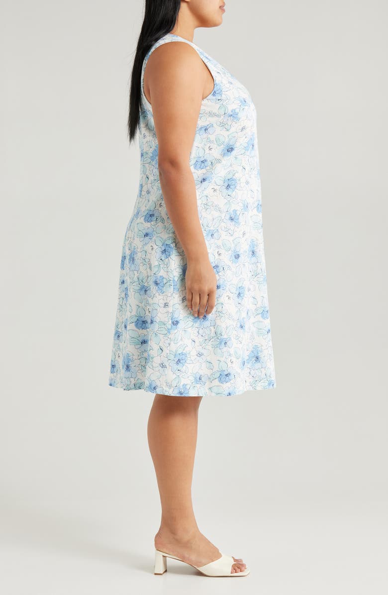 Jones New York Gina Floral Linen Blend Trapeze Dress, Alternate, color,