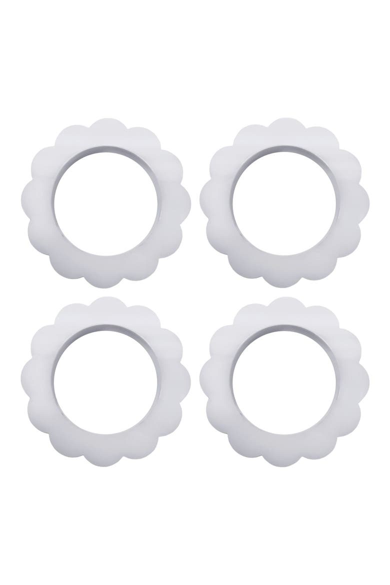 Scallop Set of 4 Napkin Rings, Main, color, WHITE