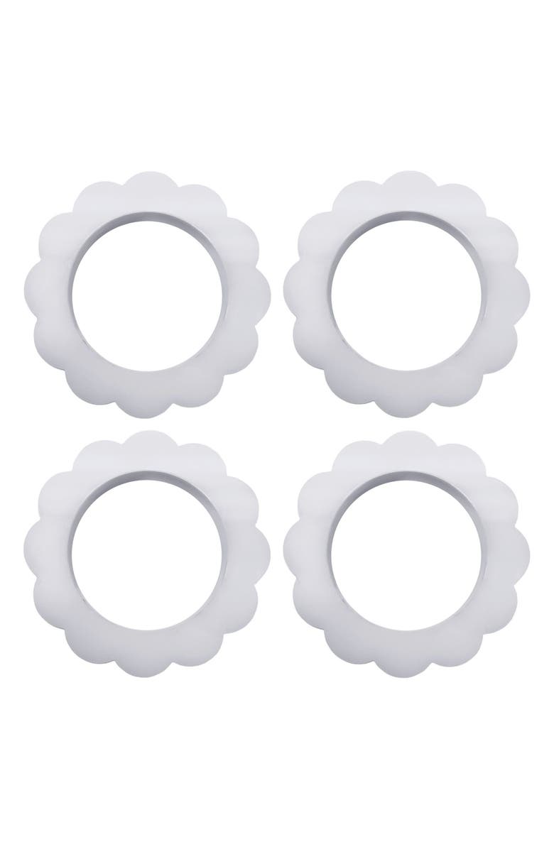 Mariposa Scallop Set of 4 Napkin Rings, Main, color, White