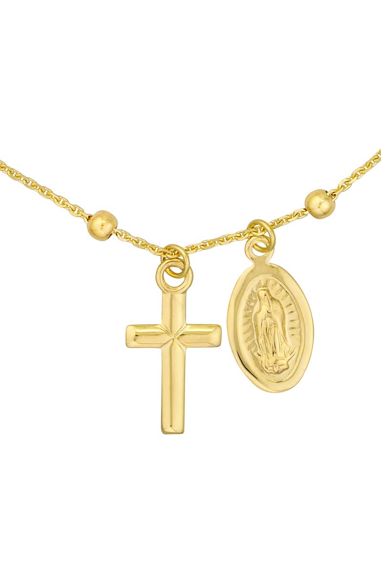 HAWLEY ST 14K Gold Virgin Mary & Cross Charm Chain Bracelet, Alternate, color, 