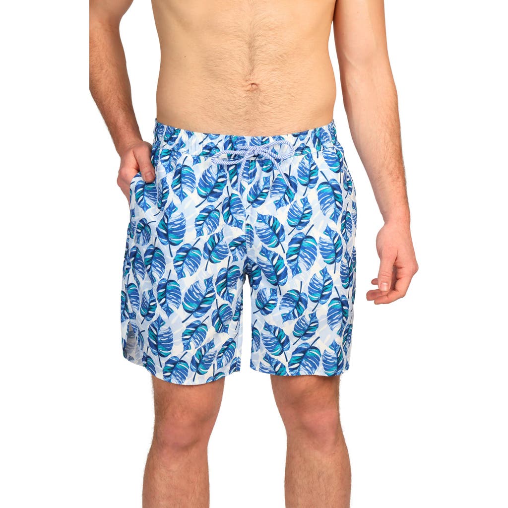Tailorbyrd Tropical Leaves Print Swim Trunks In Green
