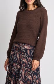 Halogen® Honeycomb Stitch Puff Sleeve Sweater
