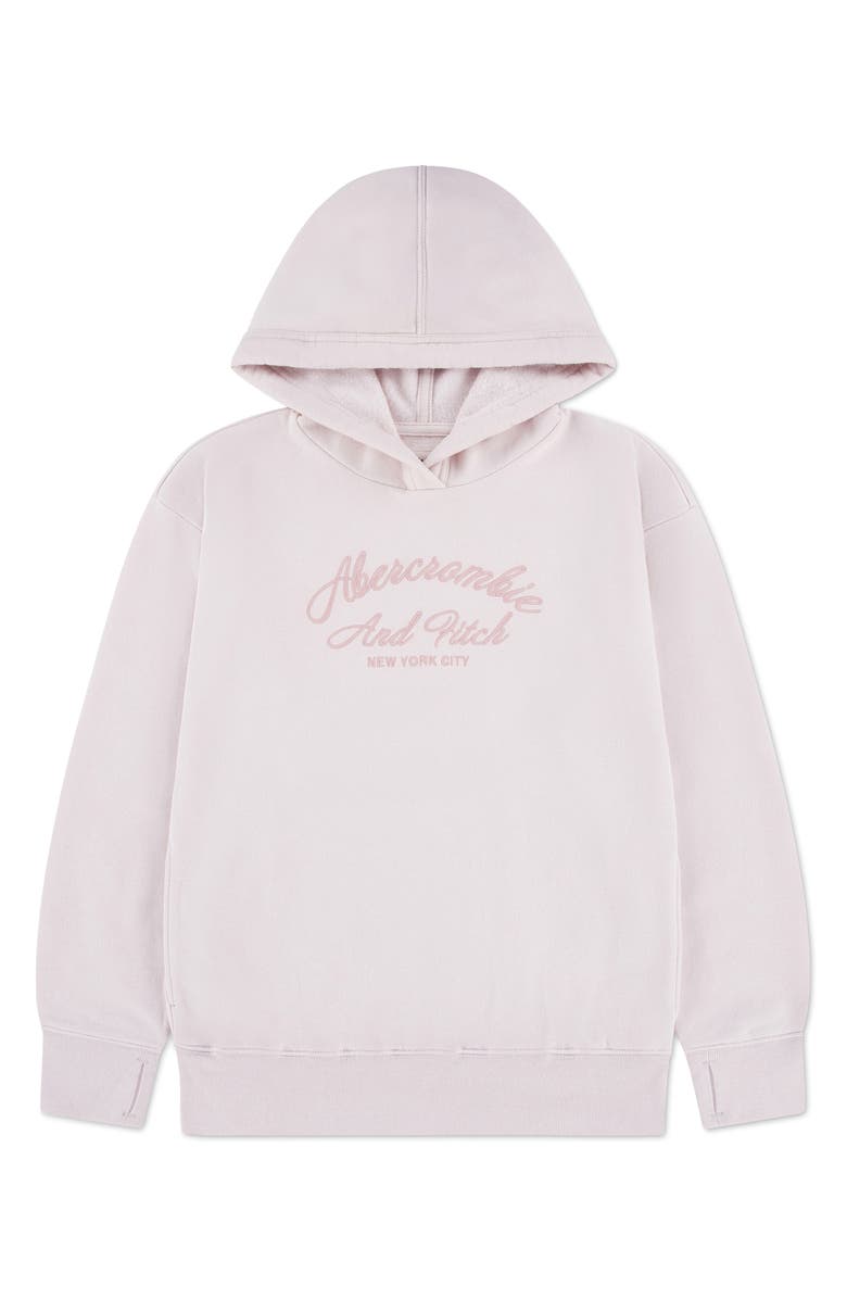 abercrombie kids Kids' Logo Cotton Blend Hoodie, Main, color, Mauve Chalk