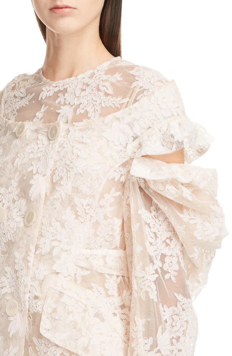 Simone Rocha Cold Shoulder Corded Lace Jacket, Alternate, color, 