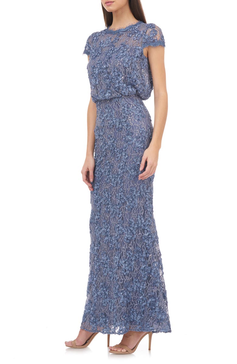 JS Collections Blouson Lace Gown, Alternate, color, 