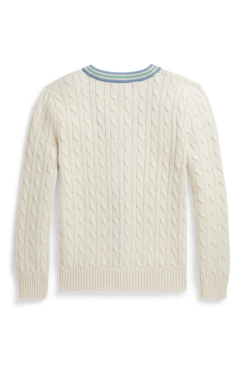Polo Ralph Lauren Kids' Cabled Cotton Button-Up Cardigan, Alternate, color, Cricket Cream Multi