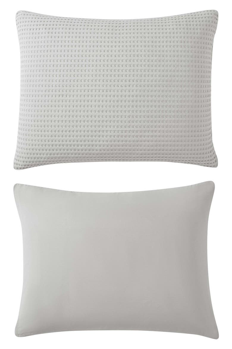 Solid Waffle Duvet Cover Set, Alternate, color, GREY