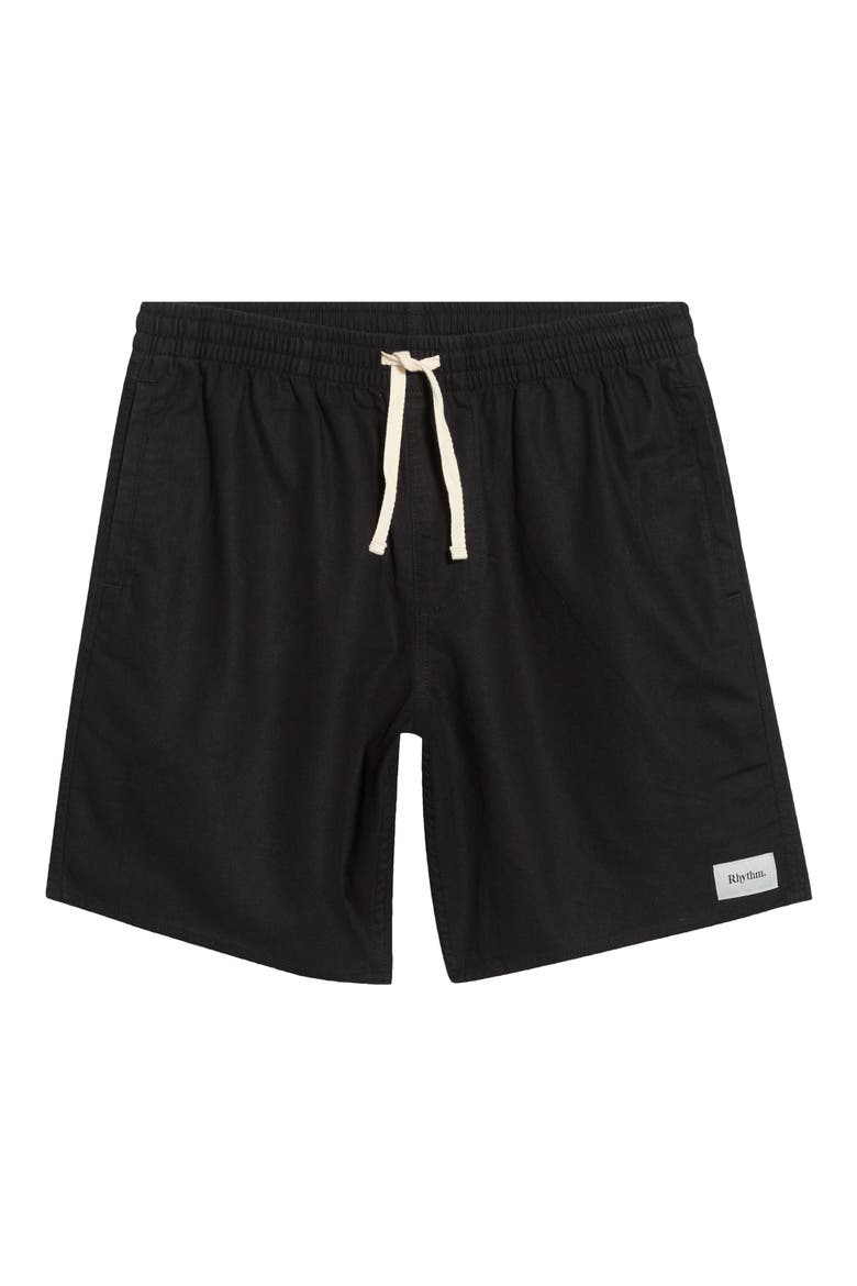 Classic Linen & Cotton Jam Drawstring Shorts, Alternate, color, VINTAGE BLACK