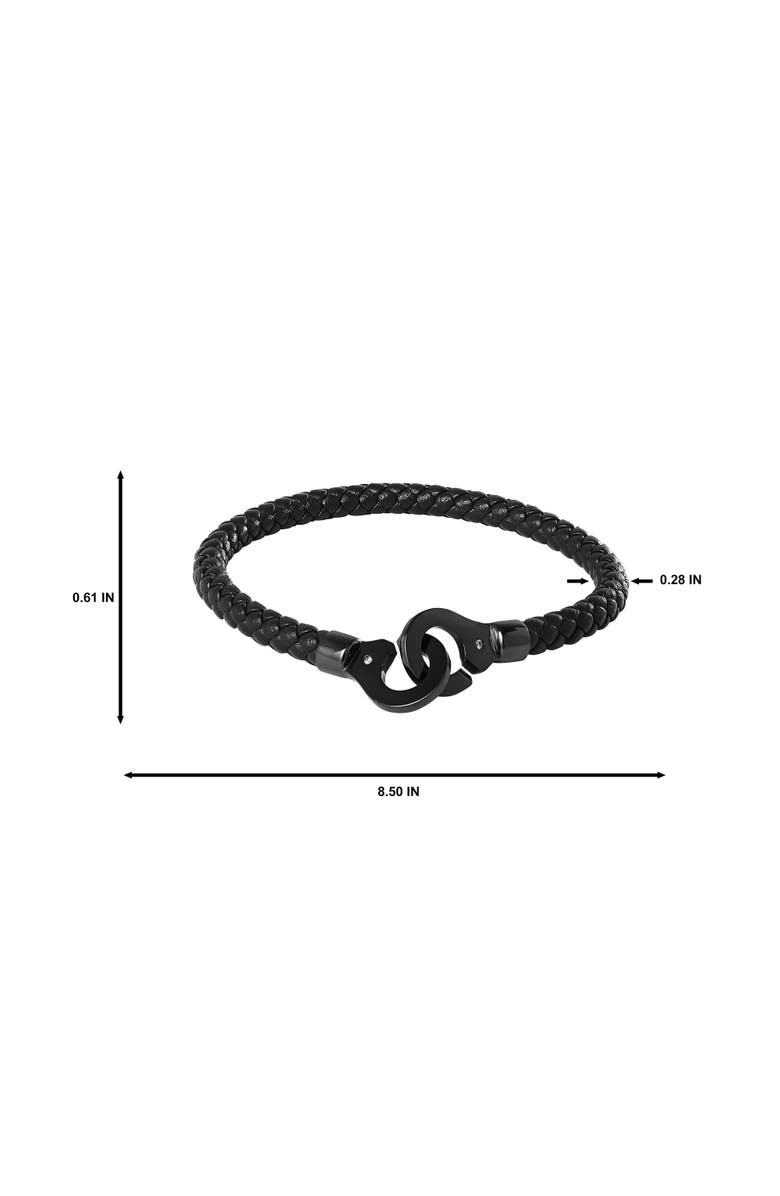 Lucky Brand Braided Leather Bracelet with Matte Black Hook Clasp, Alternate, color, Black