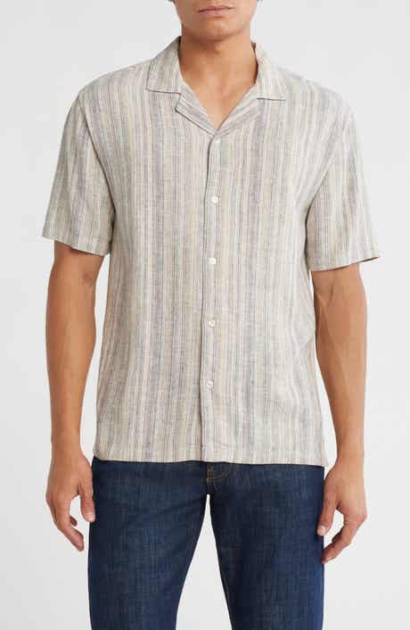 TRUTH Stripe Linen Blend Camp Shirt