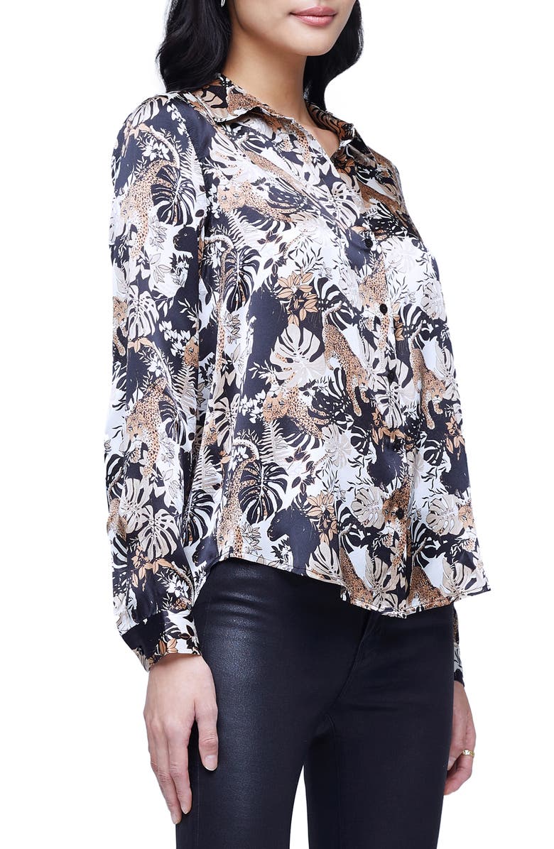 L'AGENCE Tyler Holly Mixed Print Long Sleeve Silk Blouse, Alternate, color, 