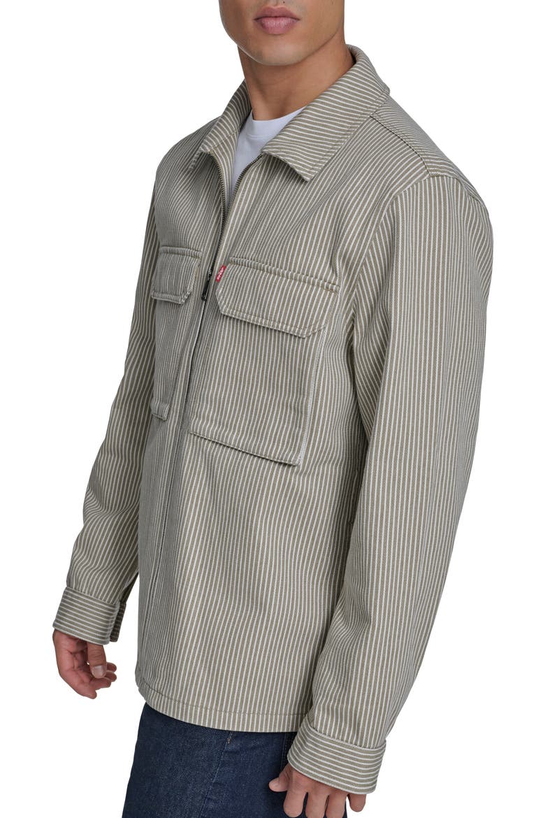 Lightweight Cotton Shacket, Alternate, color, TAUPE / OFF WHITE