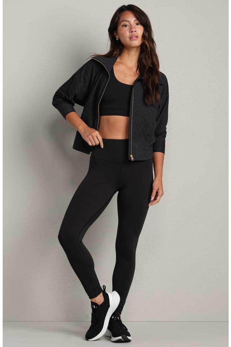 Atmosphere Crop Zip Sweatshirt, Alternate, color, BLACK HEATHER