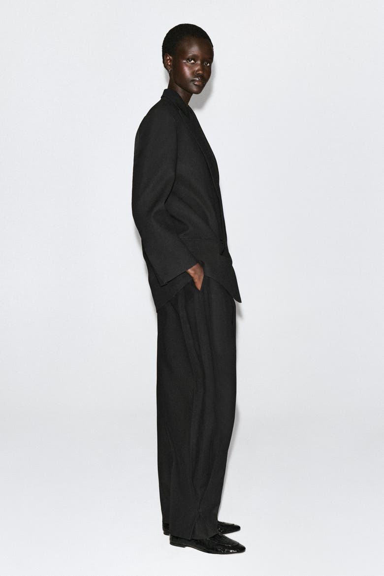 Contrast-Lined Double-Breasted Blazer, Alternate, color, BLACK