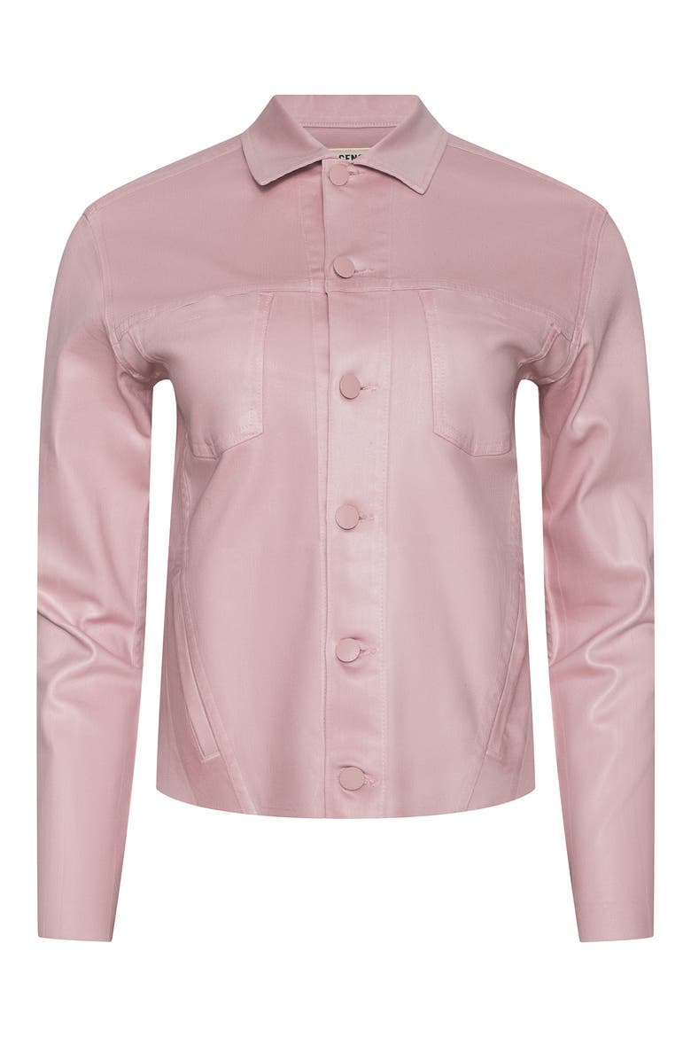 Janelle Slim Fit Raw Hem Jacket, Alternate, color, PALE ROSE COATED