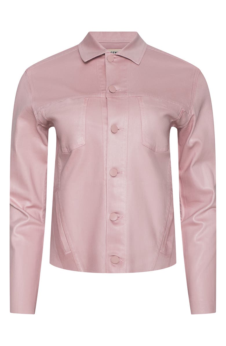 L'AGENCE Janelle Slim Fit Raw Hem Jacket, Alternate, color, Pale Rose Coated