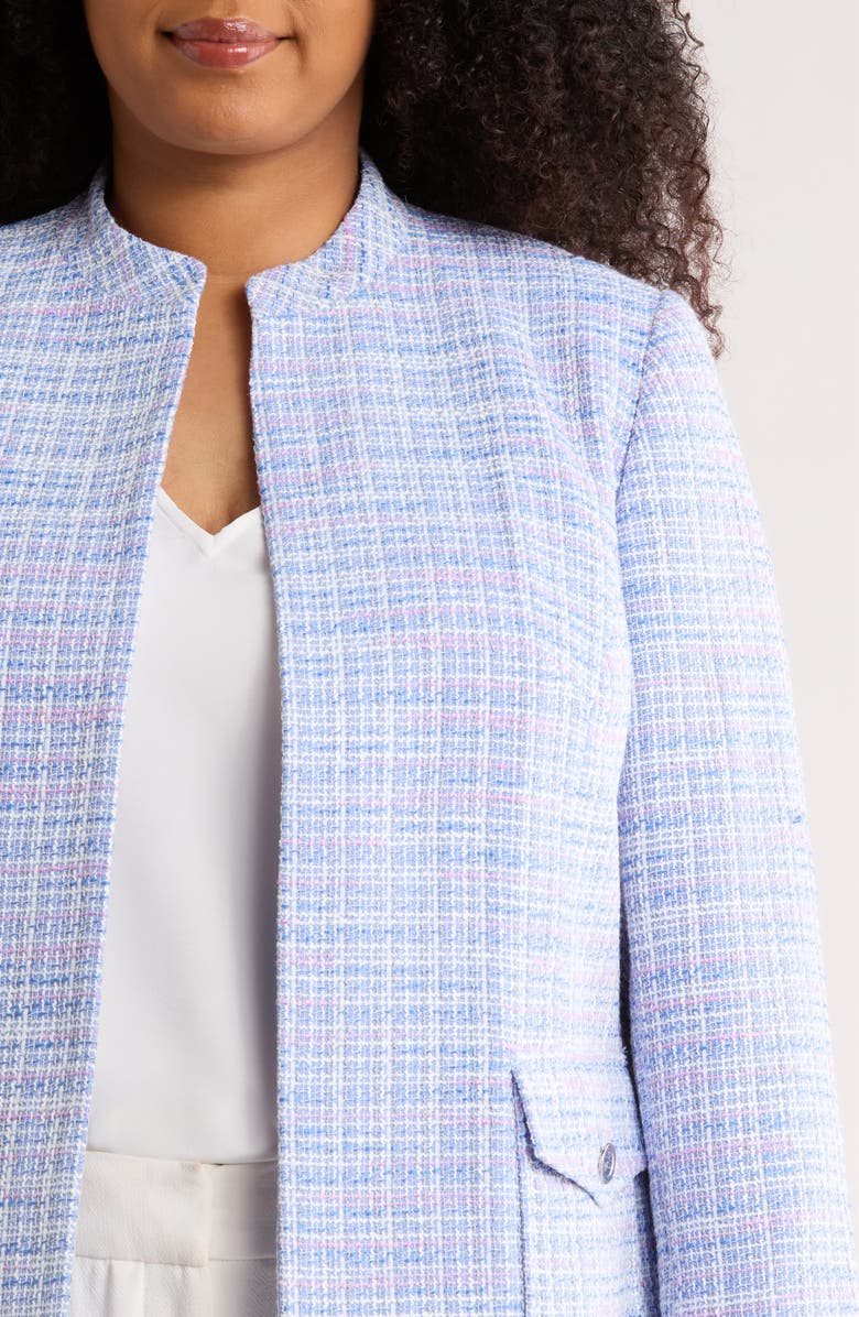 KASPER Stand Collar Tweed Jacket, Alternate, color, Paris Bleu Multi