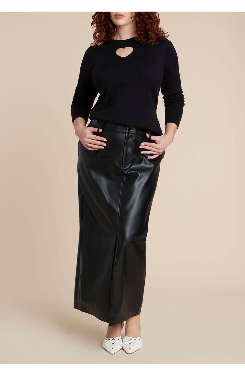 ELOQUII Heart Cut Out Sweater, Alternate, color, Black Onyx