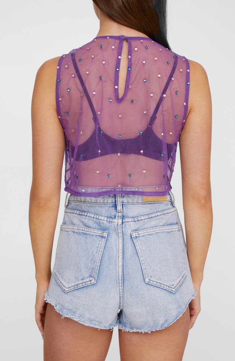 NASTY GAL Embellished Sheer Mesh Crop Tank, Alternate, color, 