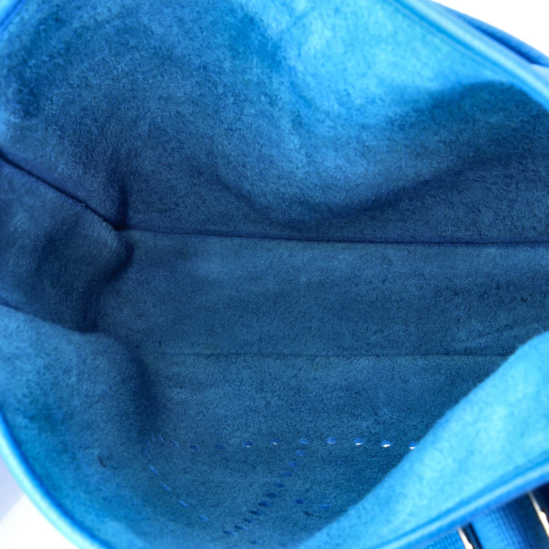 Pre-Owned Hermes Evelyne Bag Gen III Clemence PM, Alternate, color, Bleu Zanzibar