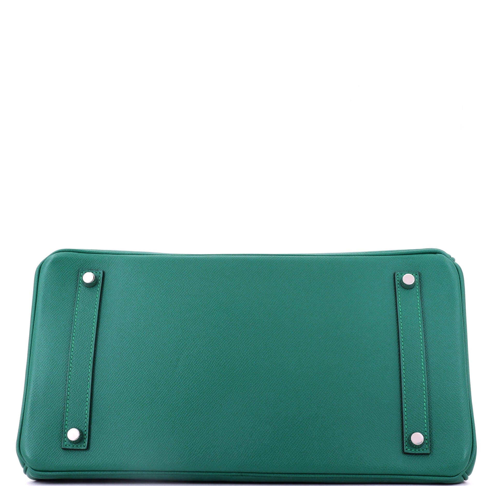 Birkin Handbag Green Epsom with Palladium Hardware 35, Alternate, color, Green
